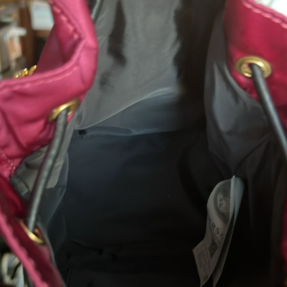 VERSACE Medusa Palazzo Nylon Bucket Bag Plum - Picture 7 of 15